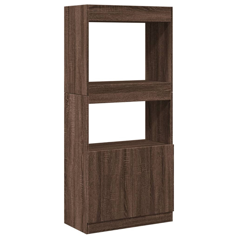 Highboard Braun Eichen-Optik 63x33x140 cm Holzwerkstoff