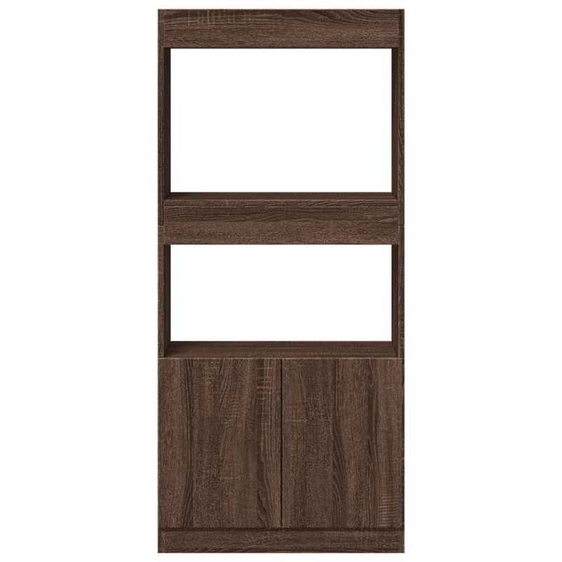 Highboard Braun Eichen-Optik 63x33x140 cm Holzwerkstoff