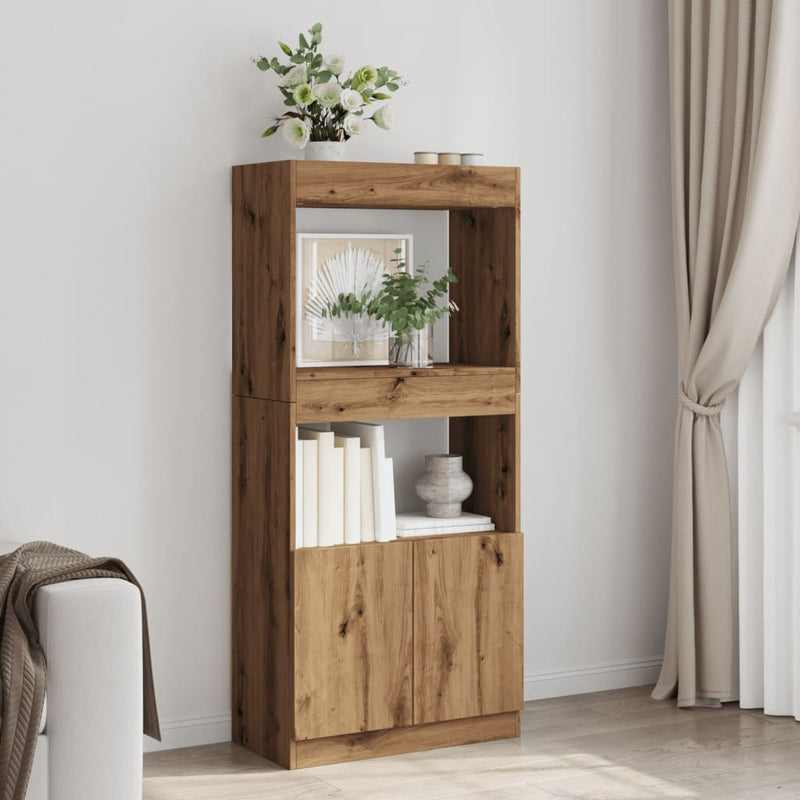 Highboard Artisan-Eiche 63x33x140 cm Holzwerkstoff