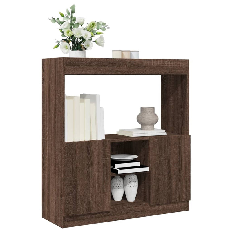 Highboard Braun Eichen-Optik 92x33x100 cm Holzwerkstoff