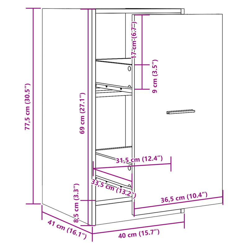 Apothekerschrank Schwarz 40x41x77,5 cm Holzwerkstoff