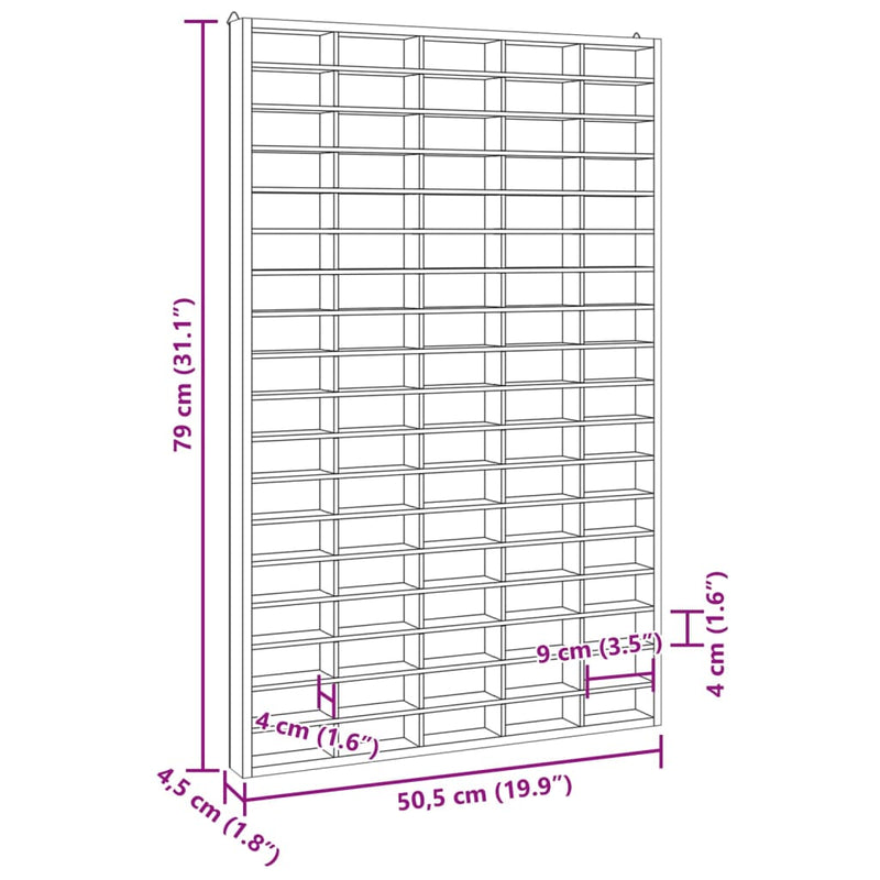 Wandvitrine mit 90 Fächern 50,5x4,5x79 cm