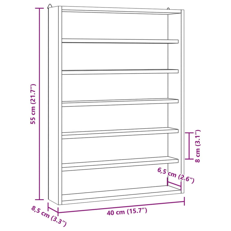 Hängevitrine mit 6 Fächern 40x8,5x55 cm