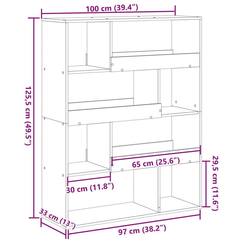 Bücherregal Weiß 100x33x125,5 cm Holzwerkstoff