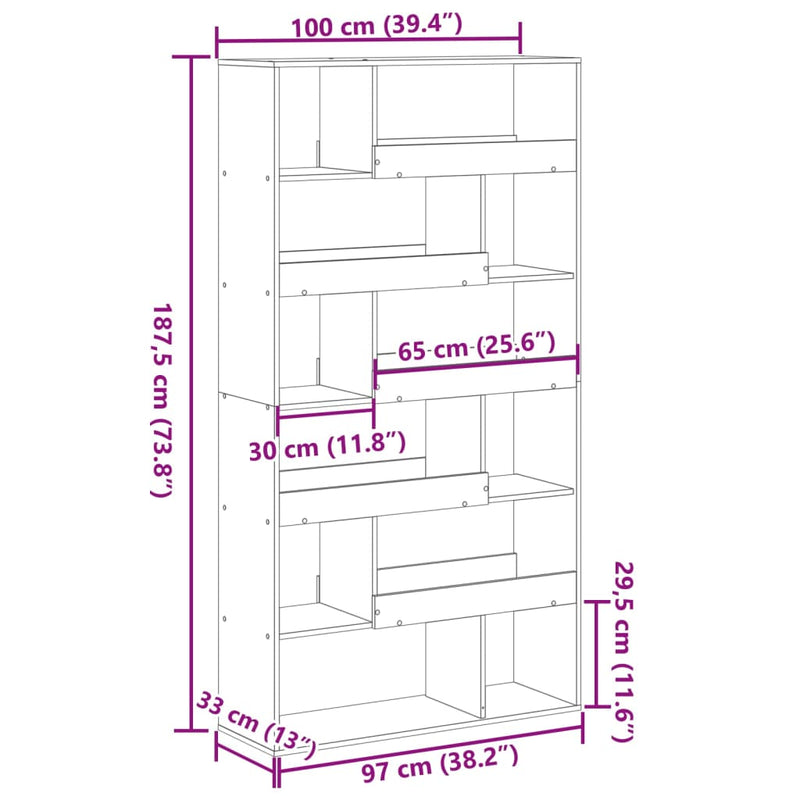 Bücherregal Weiß 100x33x187,5 cm Holzwerkstoff