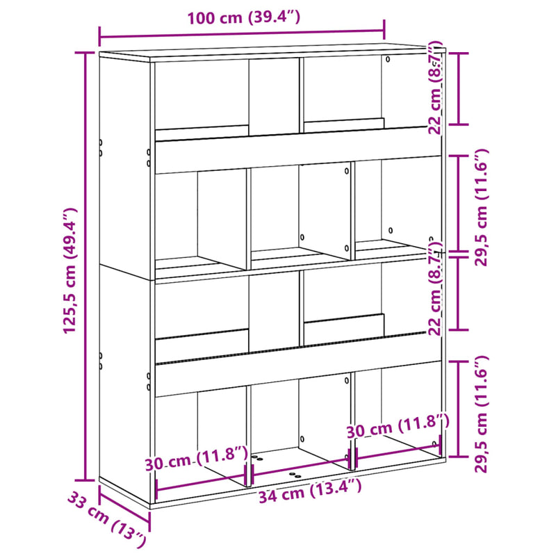 Bücherregal Sonoma-Eiche 100x33x125,5 cm Holzwerkstoff