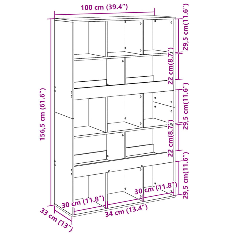 Bücherregal Weiß 100x33x156,5 cm Holzwerkstoff