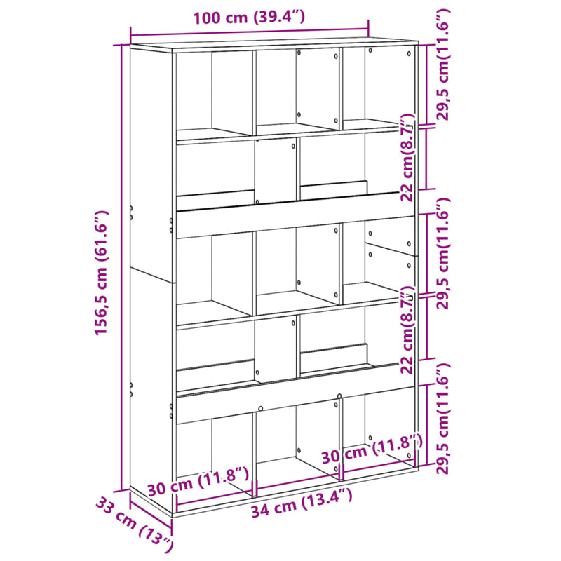 Bücherregal Betongrau 100x33x156,5 cm Holzwerkstoff