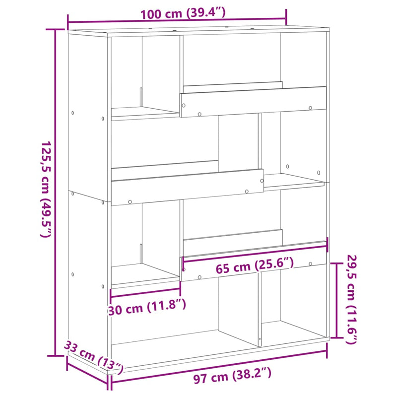 Raumteiler Betongrau 100x33x125,5 cm Holzwerkstoff