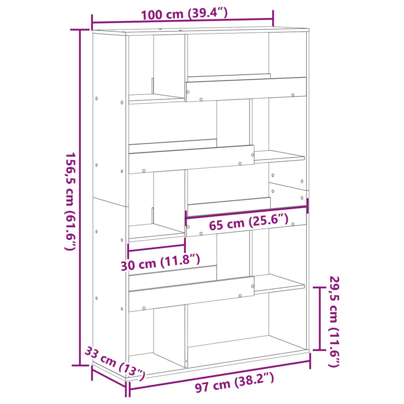 Raumteiler Schwarz 100x33x156,5 cm Holzwerkstoff