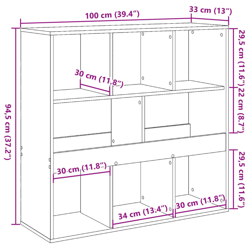 Raumteiler Eichen-Optik 100x33x94,5 cm Holzwerkstoff