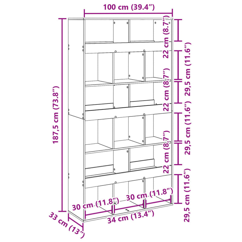 Raumteiler Sonoma-Eiche 100x33x187,5 cm Holzwerkstoff