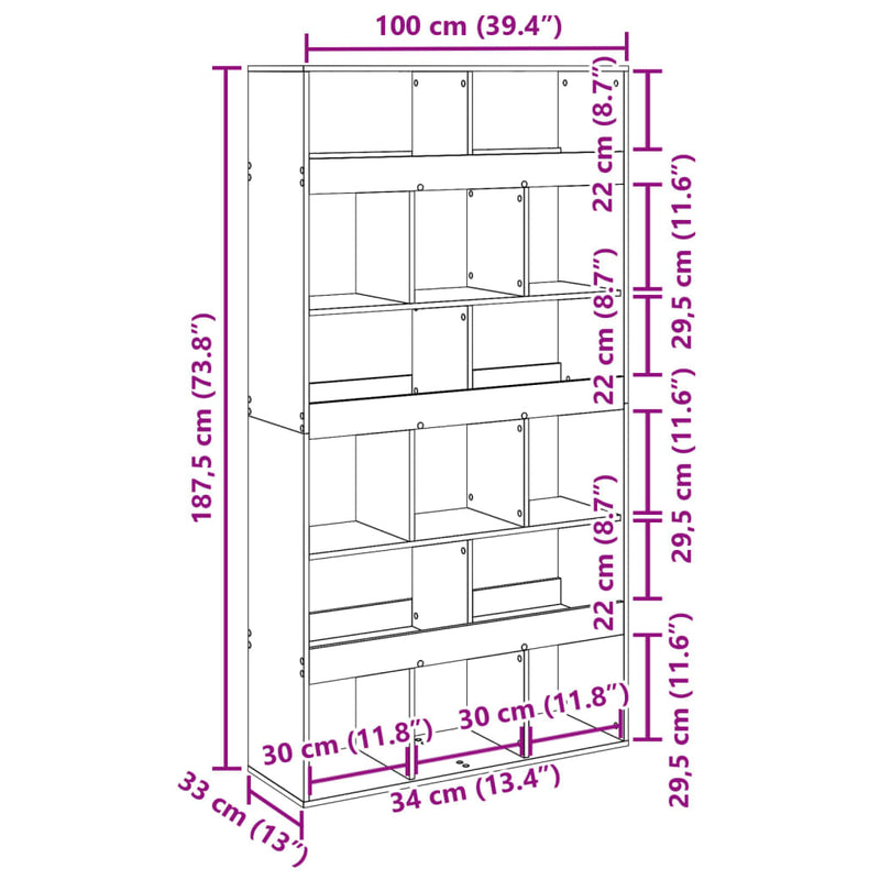 Raumteiler Eichen-Optik 100x33x187,5 cm Holzwerkstoff