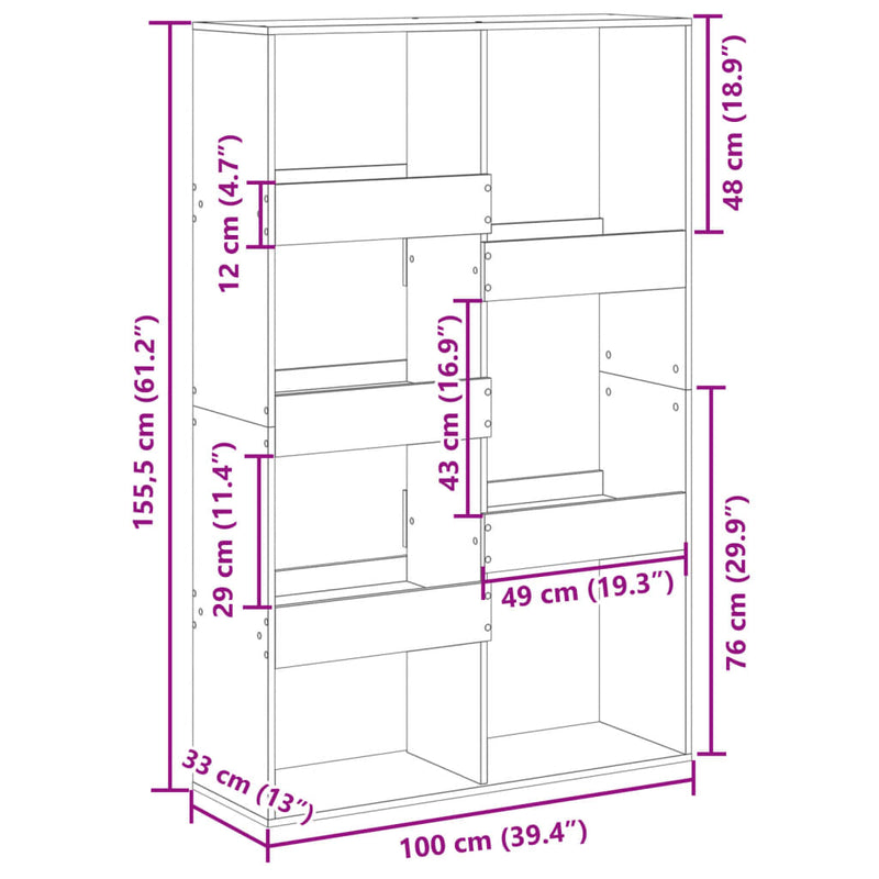 Raumteiler Schwarz 100x33x155,5 cm Holzwerkstoff