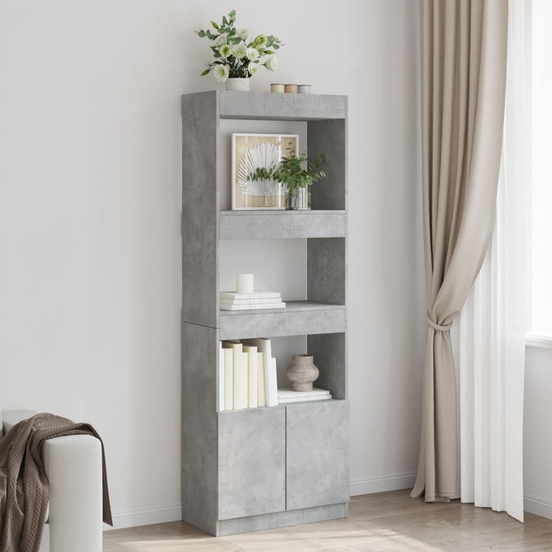 Highboard 63x33x180 cm Betongrau Holzwerkstoff