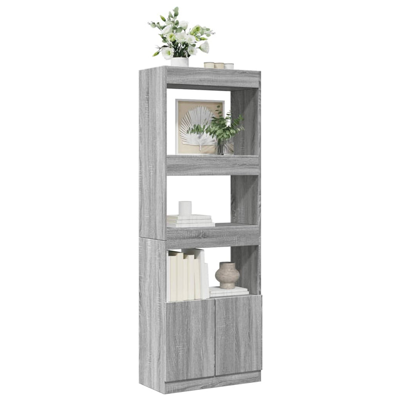 Highboard 63x33x180 cm Grau Sonoma Holzwerkstoff