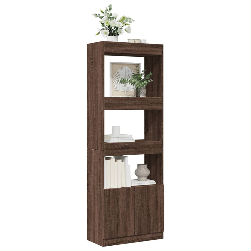 Highboard 63x33x180 cm Braun Eichen-Optik Holzwerkstoff