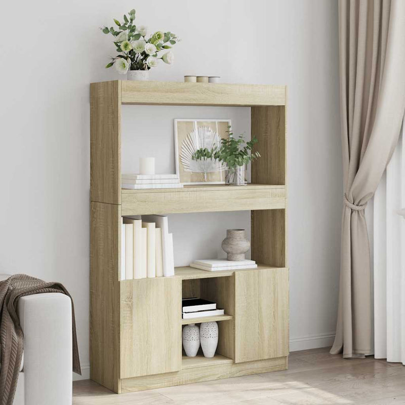 Highboard Sonoma-Eiche 92x33x140 cm Holzwerkstoff