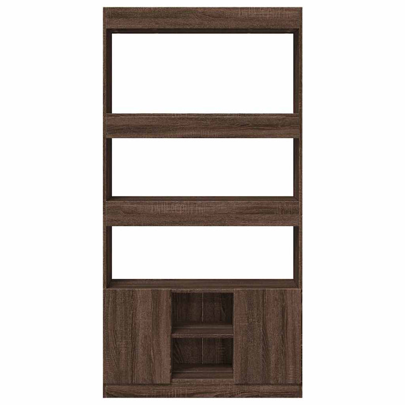 Highboard Braun Eichen-Optik 92x33x180 cm Holzwerkstoff