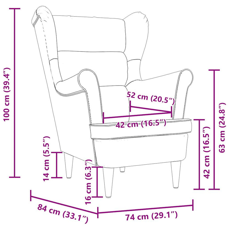 Sessel Wolkengrau 74x84x100 cm Stoff