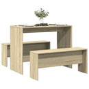 3-Tlg. Esstisch Und Bank Set Holzwerkstoff