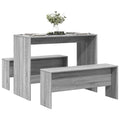 3-Tlg. Esstisch Und Bank Set Holzwerkstoff