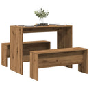 3-Tlg. Esstisch Und Bank Set Holzwerkstoff