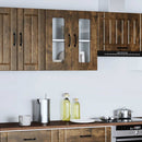 Küchen-Hängeschrank Mit Glastür Holzwerkstoff Räuchereiche