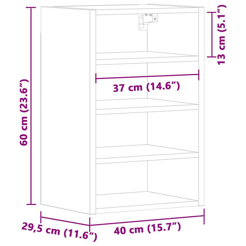 Hängeschrank 40X29,5X60 Cm Holzwerkstoff Weiß