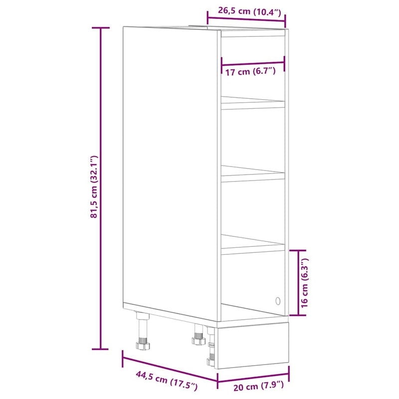 Unterschrank Weiß 20x44,5x81,5 cm Holzwerkstoff