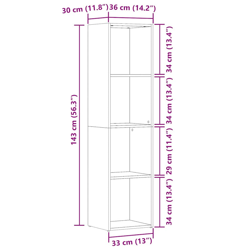 Bücherregal Altholz-Optik 36x30x114 cm Holzwerkstoff