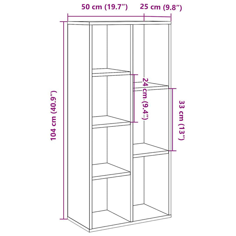 Bücherregal Altholz-Optik 50x25x104 cm