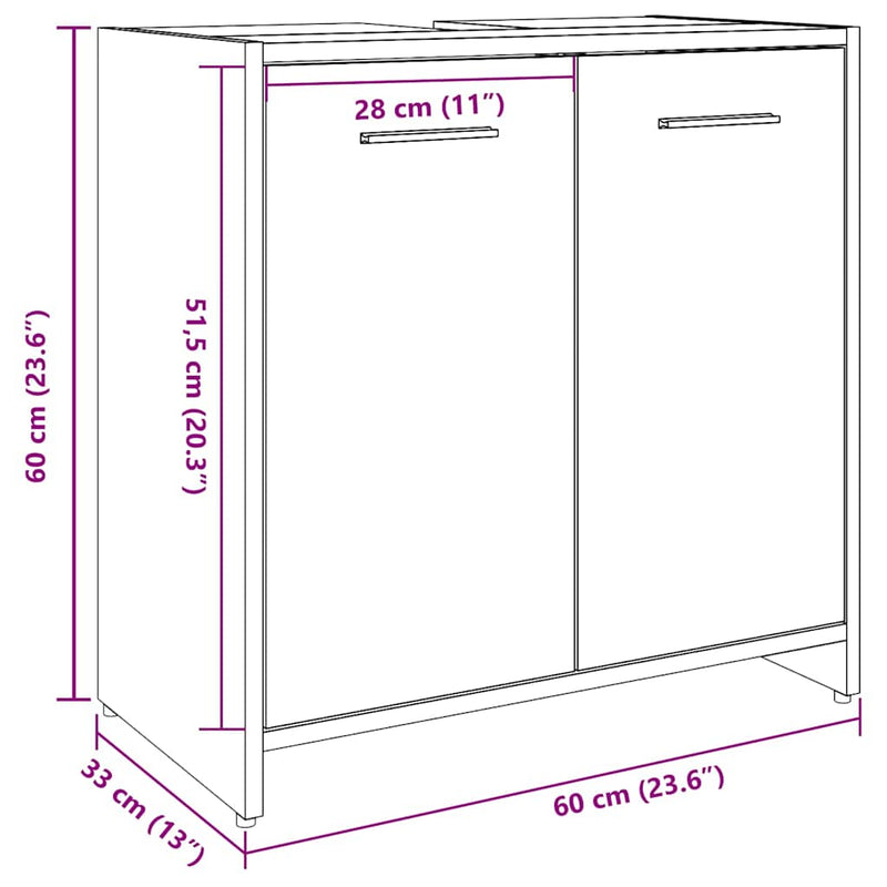 Waschbeckenunterschrank Altholz-Optik 60x33x60 cm Holzwerkstoff