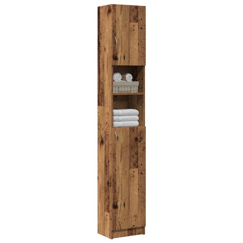 Badschrank Altholz-Optik 32x25,5x190 cm Holzwerkstoff