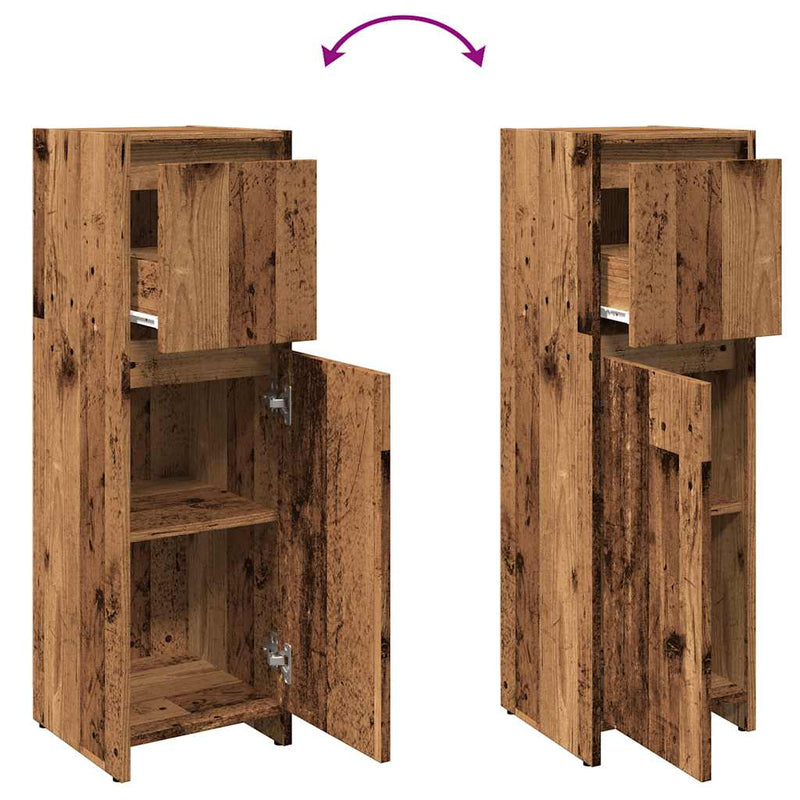 Badschrank Altholz-Optik 30x30x95 cm Holzwerkstoff