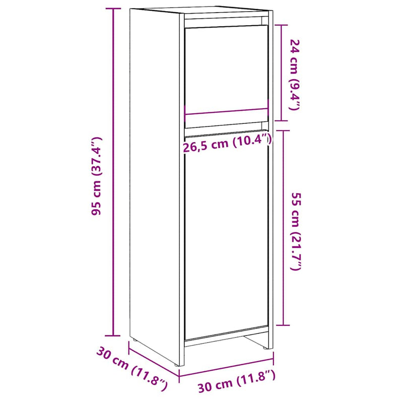 Badschrank Altholz-Optik 30x30x95 cm Holzwerkstoff