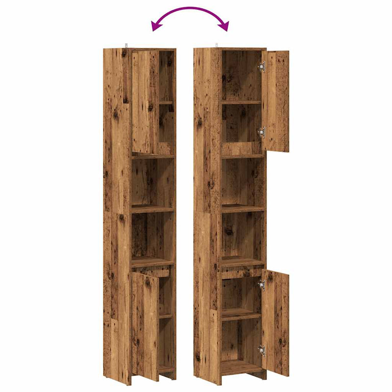 Badschrank Altholz-Optik 30x30x183,5 cm Holzwerkstoff