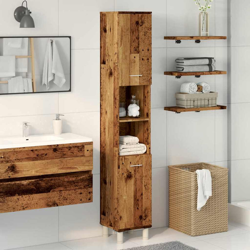 Badschrank Altholz-Optik 30x30x179 cm Holzwerkstoff