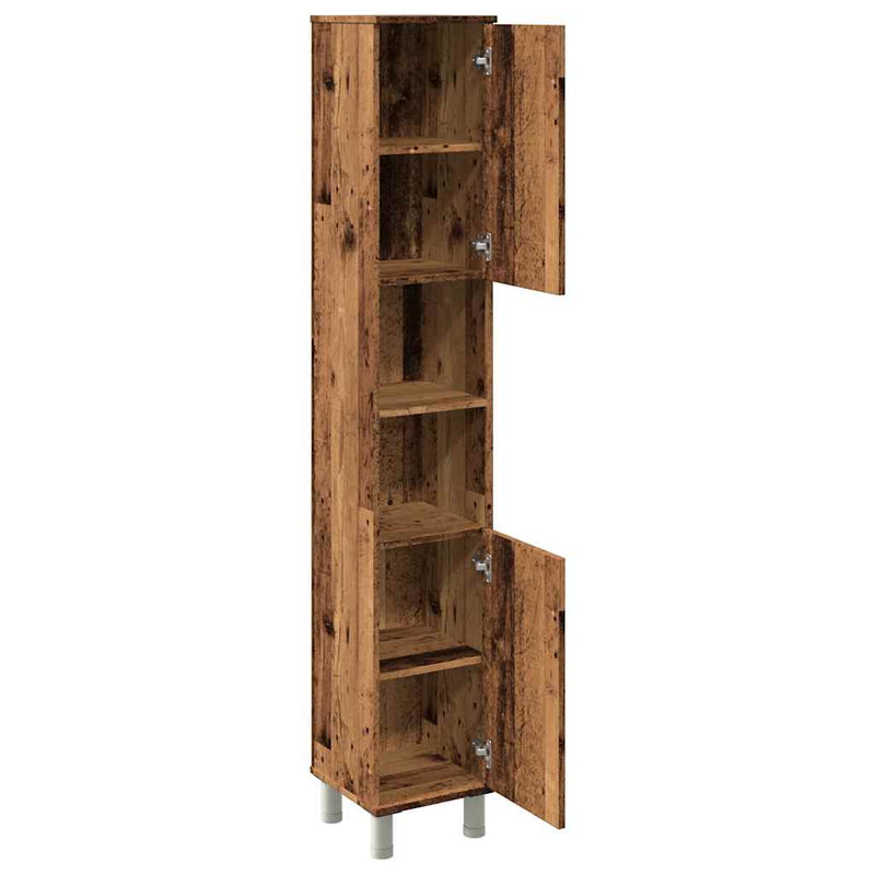 Badschrank Altholz-Optik 30x30x179 cm Holzwerkstoff