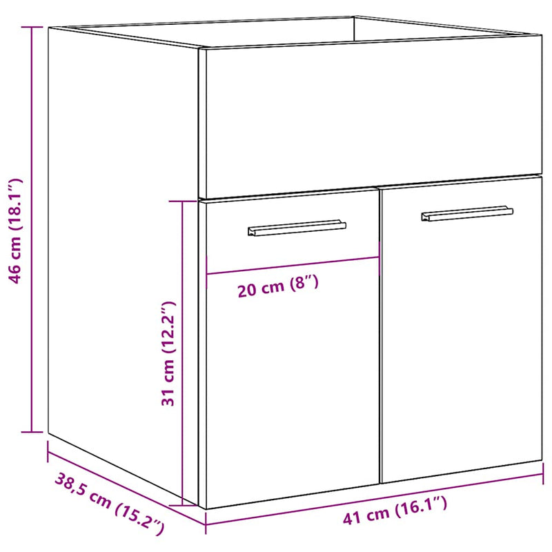 Waschbeckenschrank Sonoma-Eiche 41x38,5x46 cm Holzwerkstoff