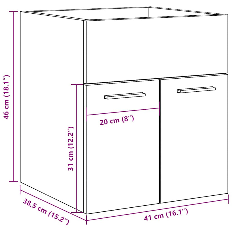 Waschbeckenschrank Altholz-Optik 41x38,5x46 Holzwerkstoff