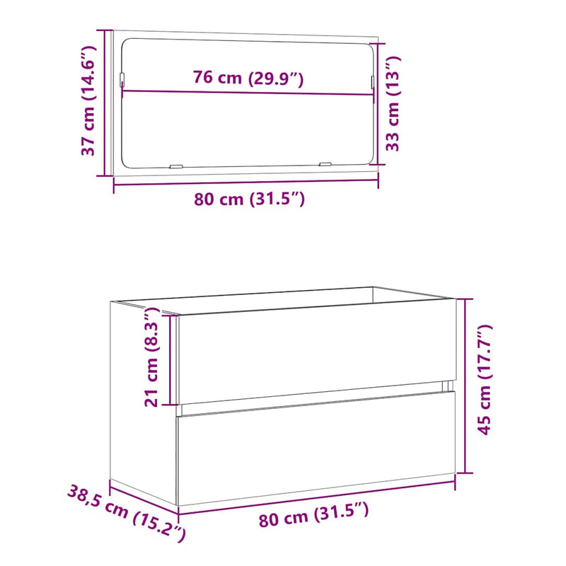 Badschrank mit Spiegel Betongrau Holzwerkstoff