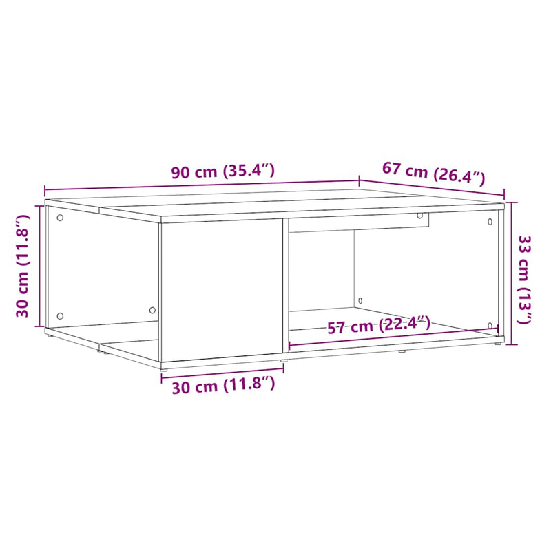 Couchtisch Altholz-Optik 90x67x33 cm Holzwerkstoff