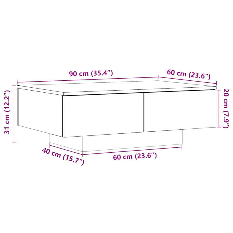 Couchtisch Artisan-Eiche 90x60x31 cm Holzwerkstoff