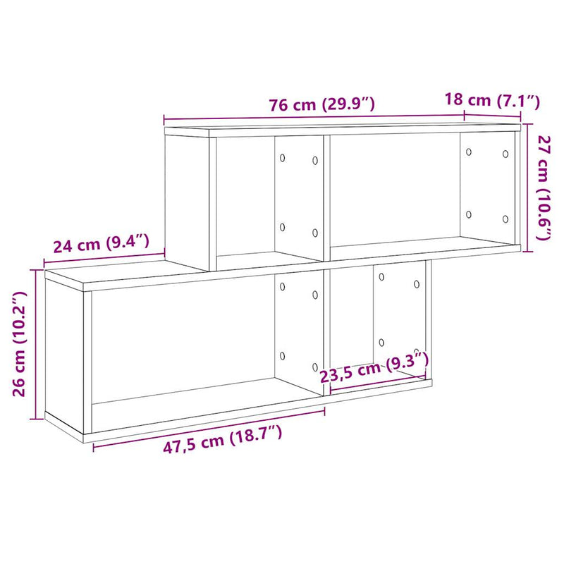 Wandregal Altholz-Optik 100x18x53 cm Holzwerkstoff