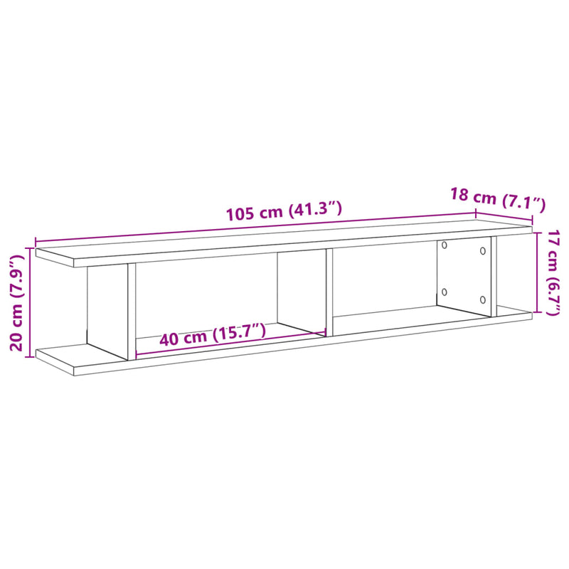 Wandregale 2 Stk. Artisan-Eiche 105x18x20 cm Holzwerkstoff