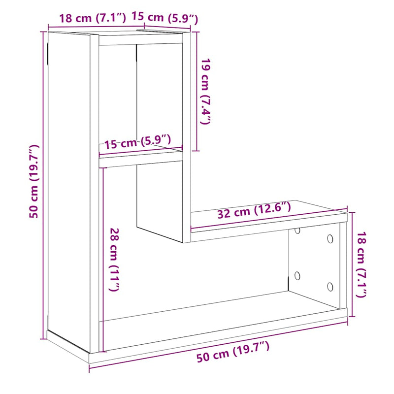 Wandregale 2 Stk. Altholz-Optik 50x15x50 Holzwerkstoff