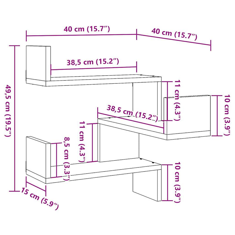 Wand-Eckregal Altholz-Optik 40x40x49,5 cm Holzwerkstoff