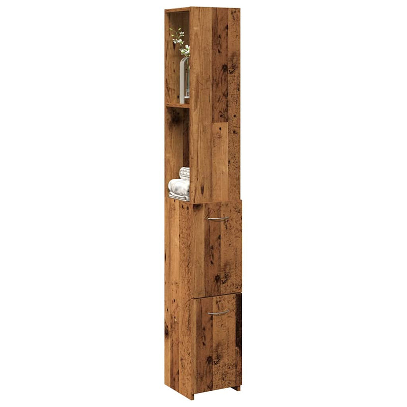 Badezimmerschrank Altholz-Optik 25x25x170 cm Holzwerkstoff