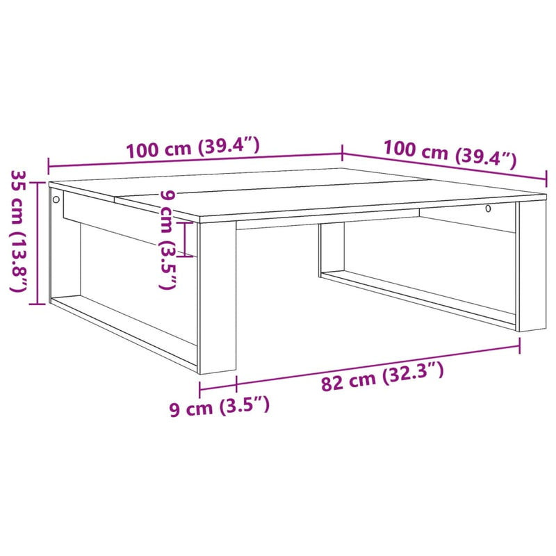 Couchtisch Altholz-Optik 100x100x35 cm Holzwerkstoff